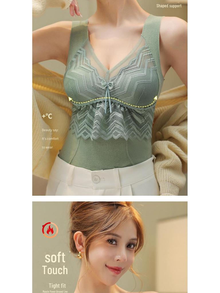Women's Lace Wool Silk Heated Seamless Slimming Vest
