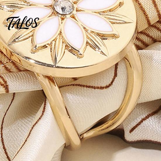 Fashion Scarf Jewelry Retro Flower Ring, Elegant Rhinestone Clip, Accessory Decorative Holder Slide for Women Neckerchiefs Shirts Shawls Clip