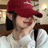 Trendy Letter Design Pink Baseball Cap For Women With Round Top And Brim Bent