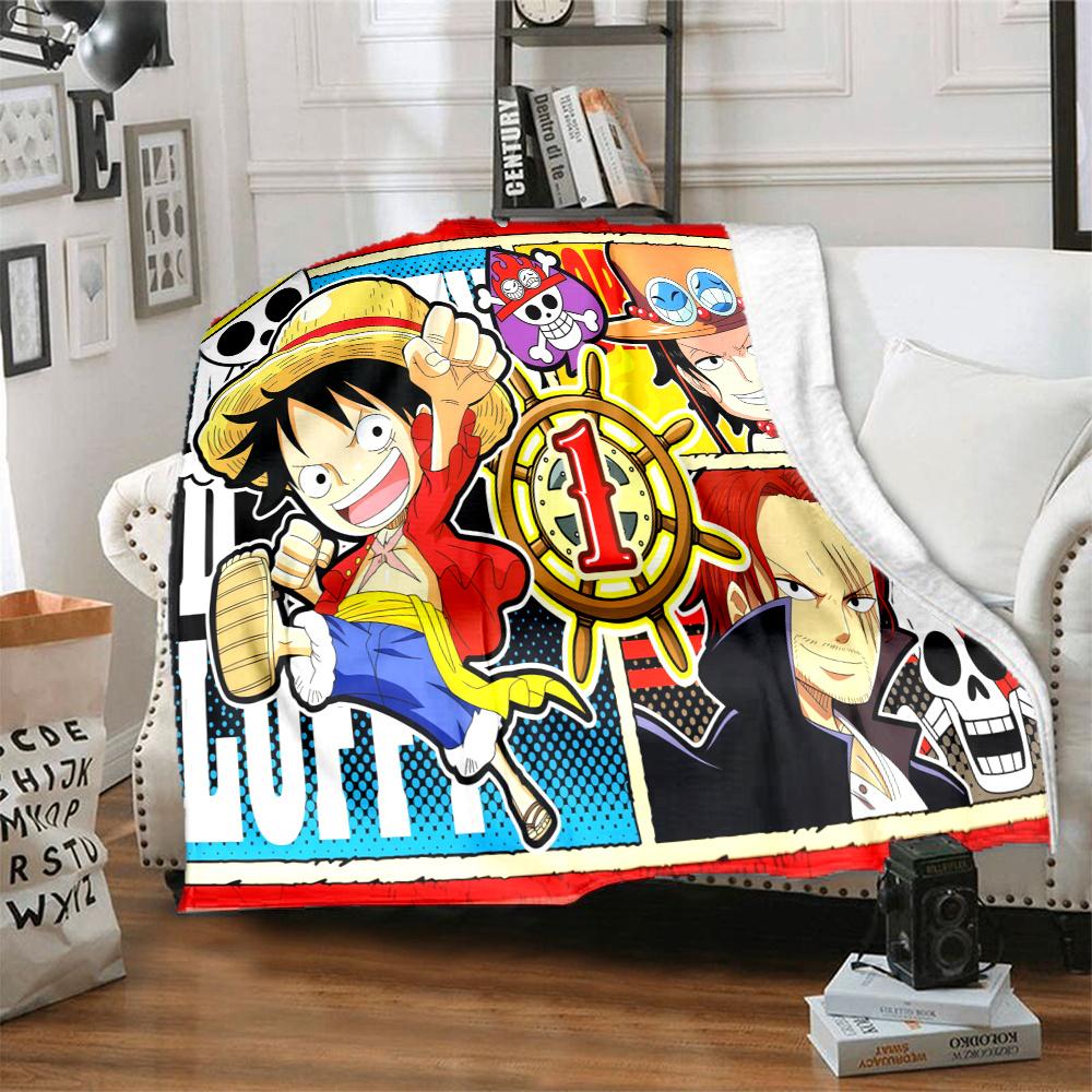 1PC One Piece Monkey D Luffy Patterned Flannel Blanket Suitable For All Seasons For Home Decor Warmth And Comfort Gifts Holiday Present