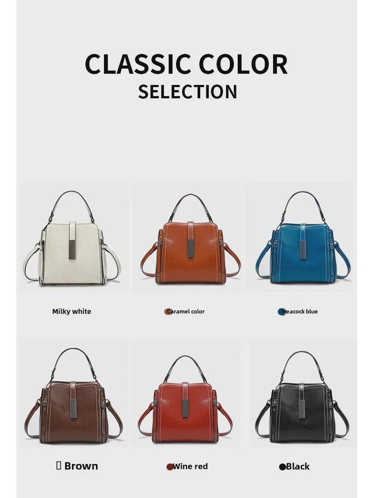 "Women's 2024 Genuine Leather Shoulder Messenger Bag - New Summer Ladies Handbag & Bucket Bag"