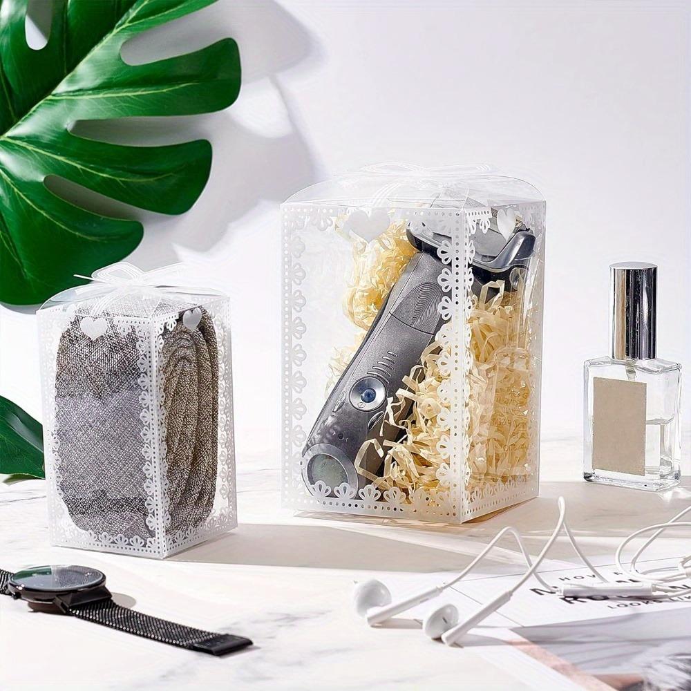 30pcs Clear Gift Boxes with Bows Transparent Rectangle Gift Wrap Box Treat Boxes Gift Packaging Box for Jewelry Soap Crafts Wedding Parties Wedding