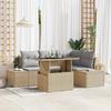 Garden Sofa Set with Cushions 5 pcs Beige and Light Grey Poly Rattan