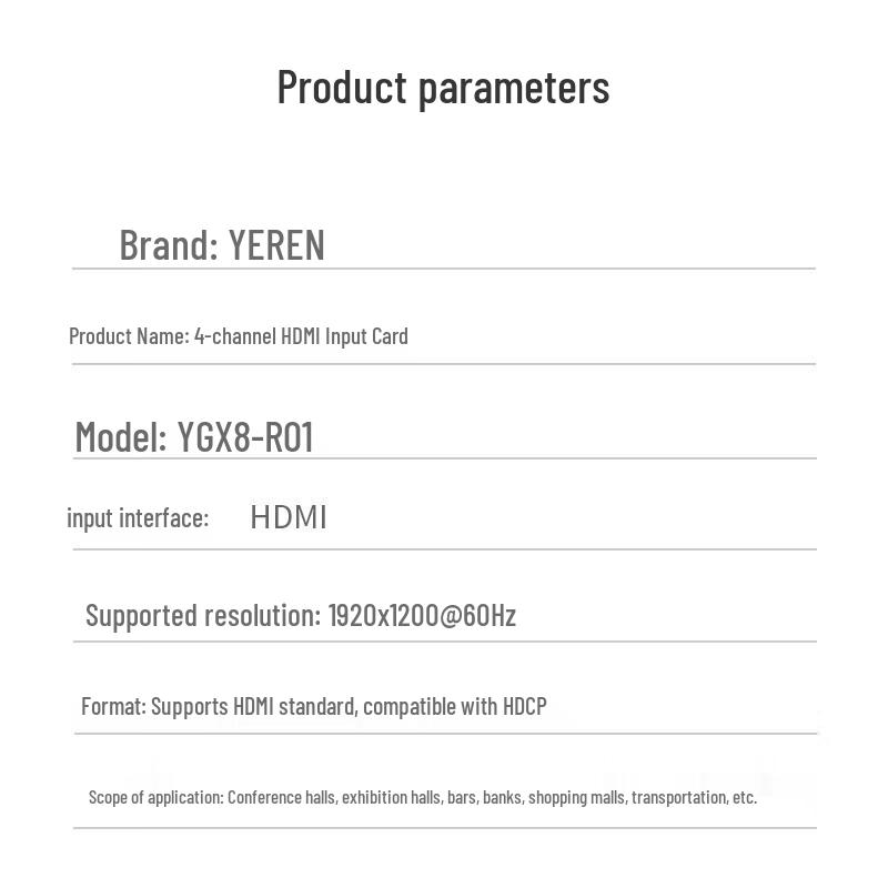 Yeren Video Wall Processor 4-Channel HDMI Input Card