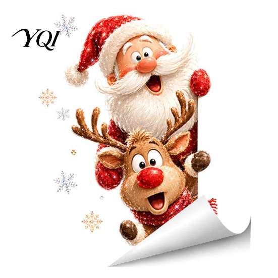 Seasonal Home Window Decor Christmas Static Clings, Removable Glass Decals, Snowman Santa Reindeer Nutcracker Office Store Displays with Snowflakes,