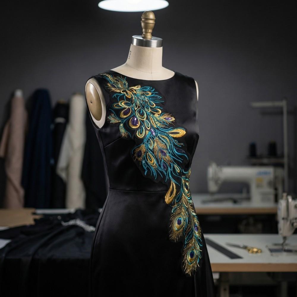 DIY Embroidered Floral Patches Phoenix Feather Sequined Embroidery Patches  Wedding Dresses