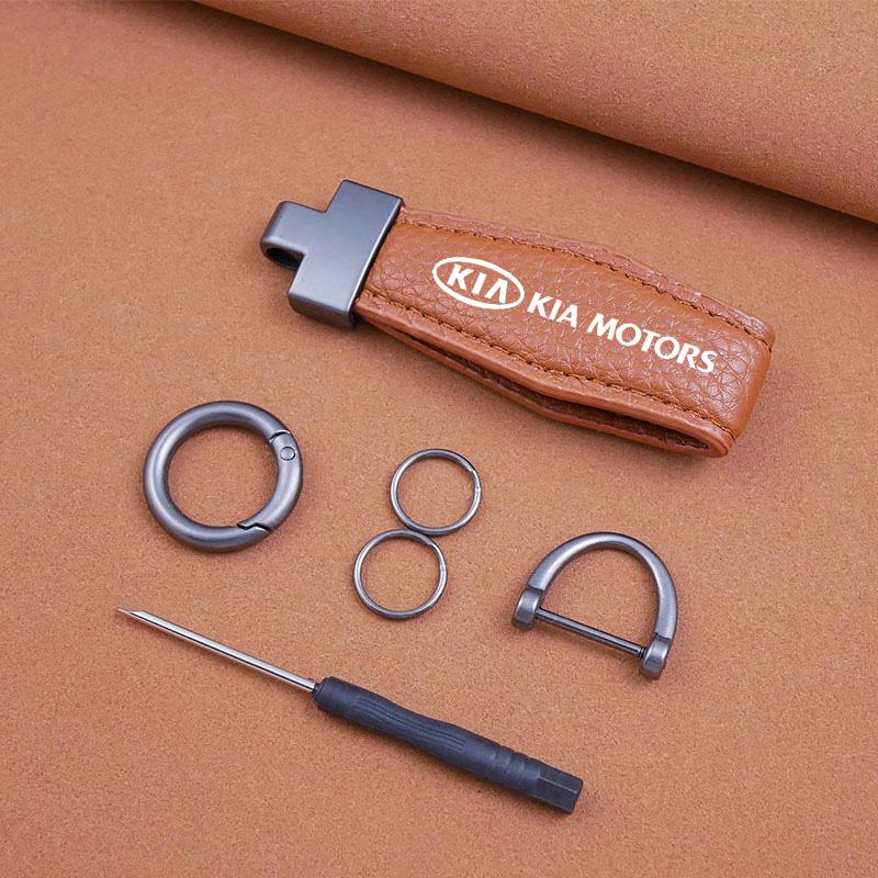 2026 Hot Car Sticker Car Key Chain Luxury Genuine Leather Keychain For Kia Sportage Cerato Optima K2 K3 K4 K5 Rio Picanto Soul C