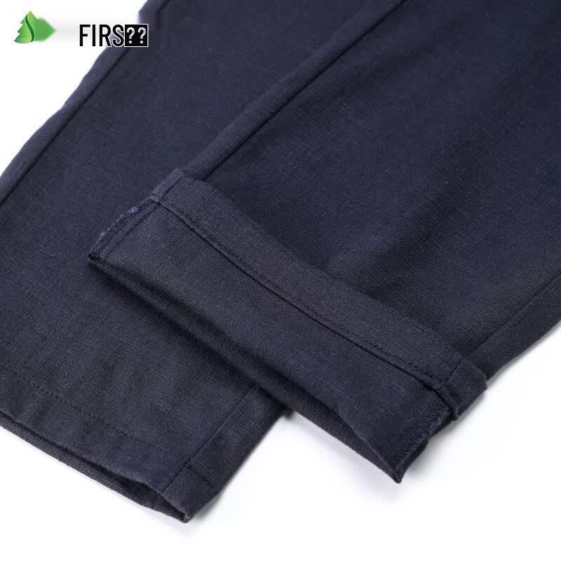 FIRS Men's Linen Blend Straight Casual Pants