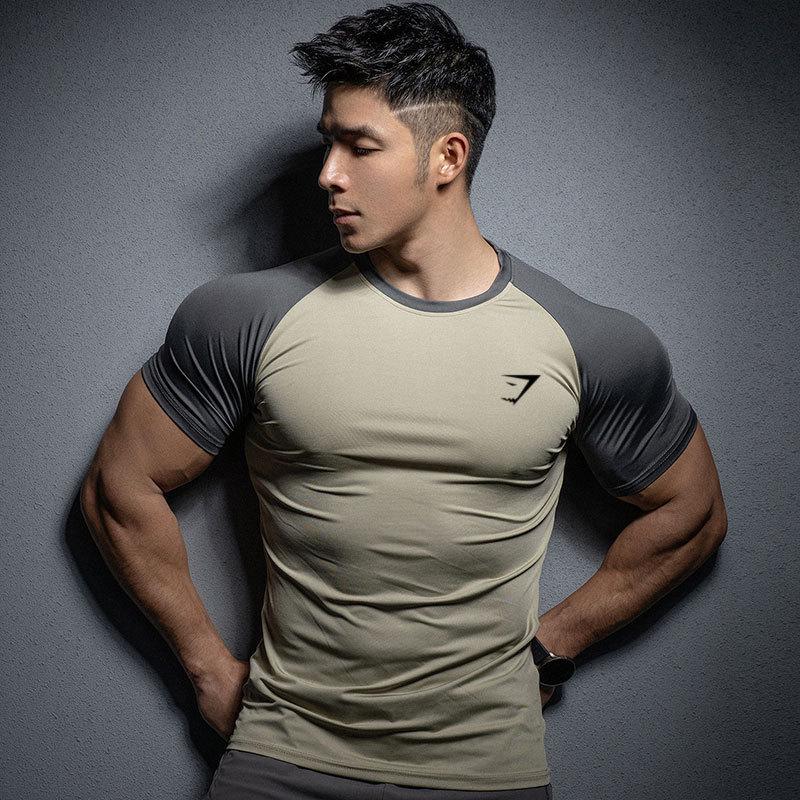 Men's Quick-Dry Color-Block Running T-Shirt - High Elasticity, Short-Sleeve Fitness Top