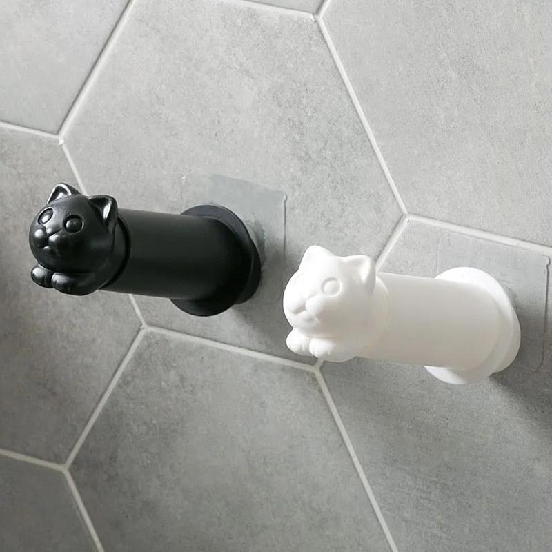 Kitten Wall Hanging Creative Towel Rack Wall-mounted Telescopic Roll Stick Wall Roller Toilet Towel Rack