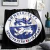 Sonderjyske FC Printed Flannel Blanket, Soft Throw for Bedroom Sofa, Washable,soccer Fan Merchandise, Great Gift.