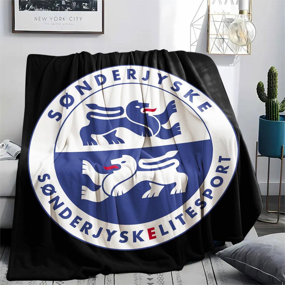 Sonderjyske FC Printed Flannel Blanket, Soft Throw for Bedroom Sofa, Washable,soccer Fan Merchandise, Great Gift.