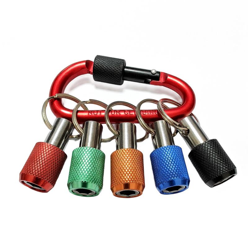 5-Piece Colorful Keychain 1/4" Hex Shank Quick Release Extension Rod with Carabiner