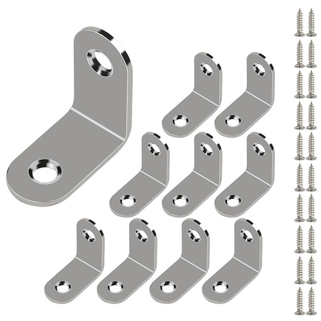 Stainless Steel Corner Brace Set L Shaped Brackets Heavy Duty Corner Brackets Simple Install for Secure Wood Joining