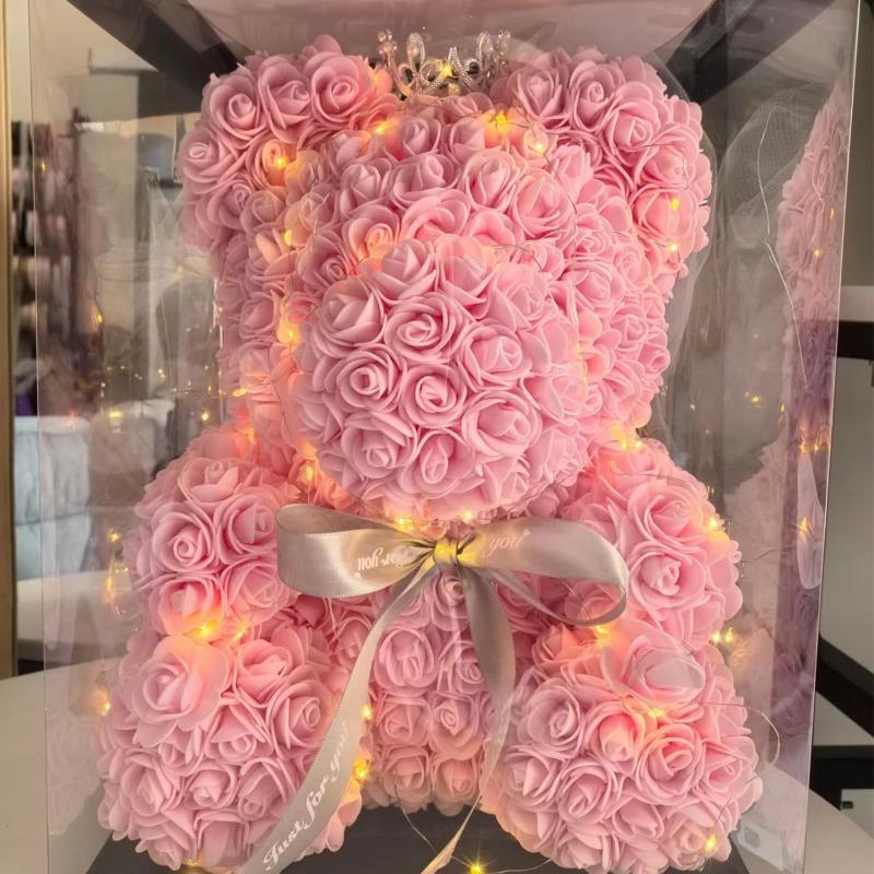 500/100PCS Artificial Rose Flowers Head DIY Red Foam Rose Heads Teddy Bear Bouquet for Valentine's Day Wedding Party Home Decor