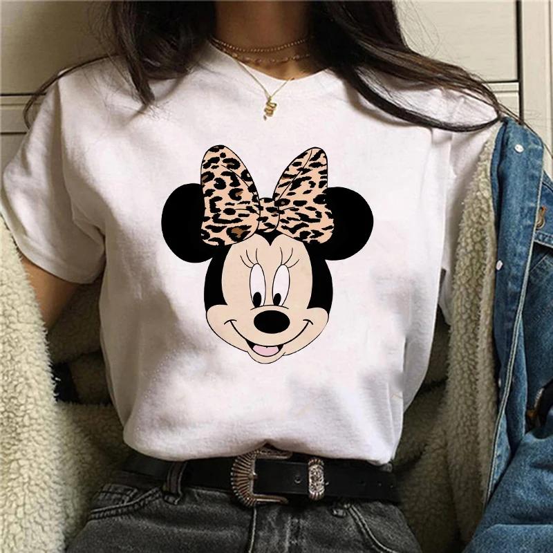 Disney T-shirt Gothic Fashion Mickey T-shirt Minnie Mouse Print Casual T-shirt Women's Kawaii T-shirt Kawaii Loose Clothing