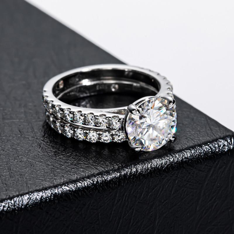 Bague Ringen Inel de lux Moissanite Culoare D 3.0 Ct Bijuterii pentru femei din argint 925 cu design cu patru gheare Seturi de mireasă pentru nuntă