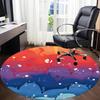 1PC Cats Night Colorful Office Round Area Rug, Mat Suitable For Office, Under Office Chairs Bedroom Living Room Home Decor, Room Deco