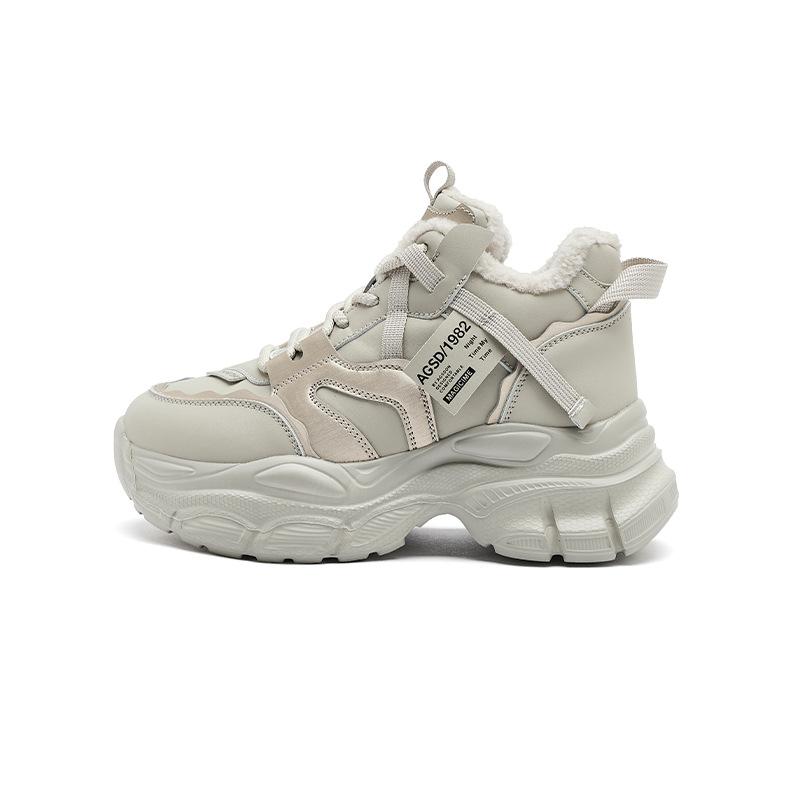 Augustine velvet high-top dad shoes women's winter 2025 new thick-soled thickened snow cotton shoes sports shoes tide