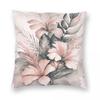Grey Pink Exotic Flowers Square Pillowcase Polyester Linen Velvet Creative Zip Decor Home
