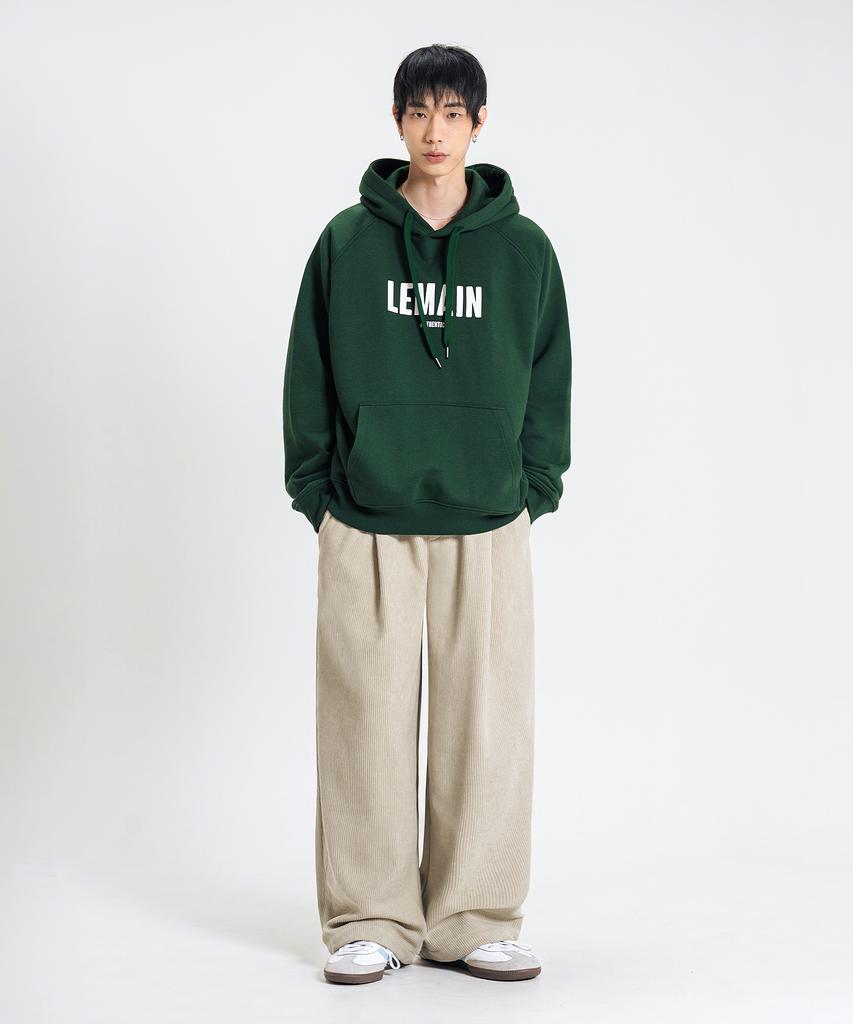 LEMAIN SECOND Single-Pleat Wide Corduroy Elastic Pants [Beige]