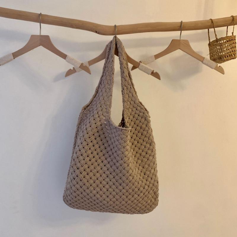 Knit Bag Hand-woven Bag Vintage Tote Bag Shoulder Bag Women's Tote Shopping Bag