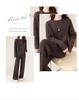 Women's 24 Autumn/Winter Korean Loose Twisted Wool Suit: Cozy Round Neck Sweater & Straight Pants Set