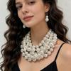 European and American Multi-layer Imitation Pearl Necklace Party Dress Collarbone Chain Exaggerated Fashion Beaded Luxury Retro Jewelry