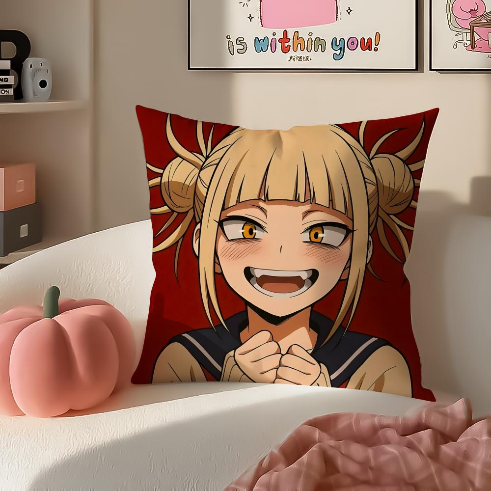 Popular HHimiko Toga My Hero Academia Cushion Cover Pillowcase Short Plush Invisible Zipper Room Sofa Cushion Cover