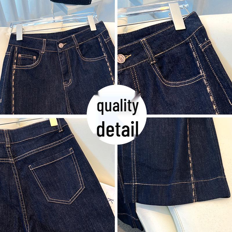 Women's 2025 Dark Wide-Leg Jeans: Stylish Loose-Fit for Spring & Autumn