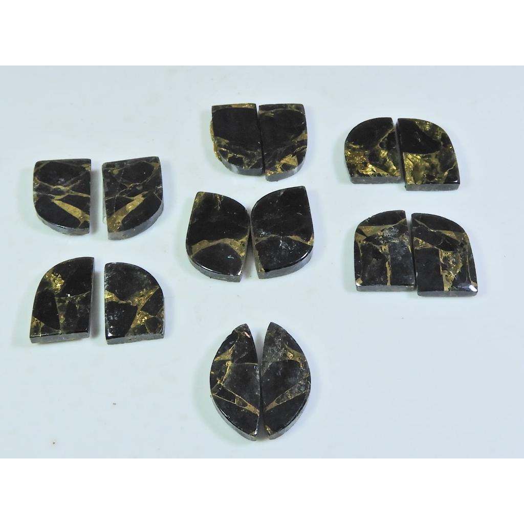 75Cts. Natural Black Copper Tourquise Fancy Cabochon Matched Pair 7Pair Lot A-133