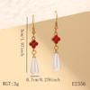 White Diamond & Pearl Four-Leaf Clover Stainless Steel Earrings for Women - Fashionable Water Drop Pendant Accessories