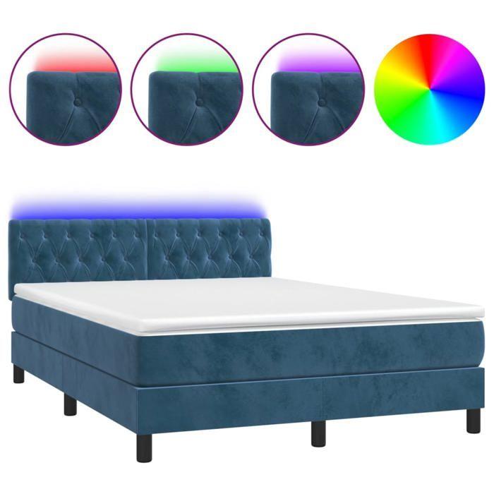 Maison Exclusive - Sommier à lattes de lit avec matelas LED Bleu foncé 140x200 cm