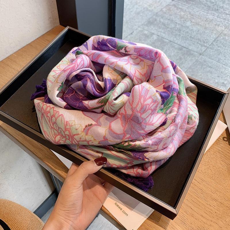 Women S Floral Printed Scarf For Spring Summer Travel Sun Protection Versatile Shawl