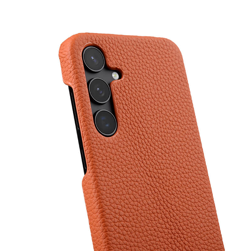 MELKCO For Samsung Galaxy S24+ Cell Phone Case Drop Proof Genuine Cow Leather+PC Cover