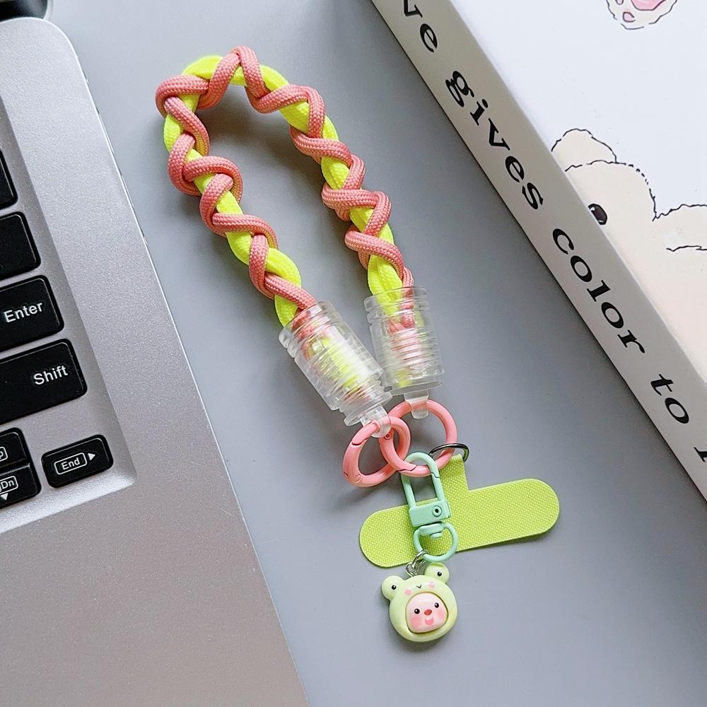 Universal Braided Mobile Phone Lanyard Strap Cute Cartoon Hanging Chain Ring Cord with Patch Wrist Strap Cell Phone Detachable