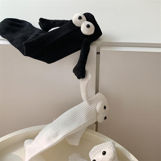 1 pár kreslených magnetů Ručně spojující ponožky Pletené barvy ladící s vánočním stylem Elastické Protiskluzové Teplé Bez zápachu Slavnostní Nový rok Ponožky ze střední trubice