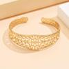 18K Gold-Plated Hollow Flower Cuff Bracelet for Women