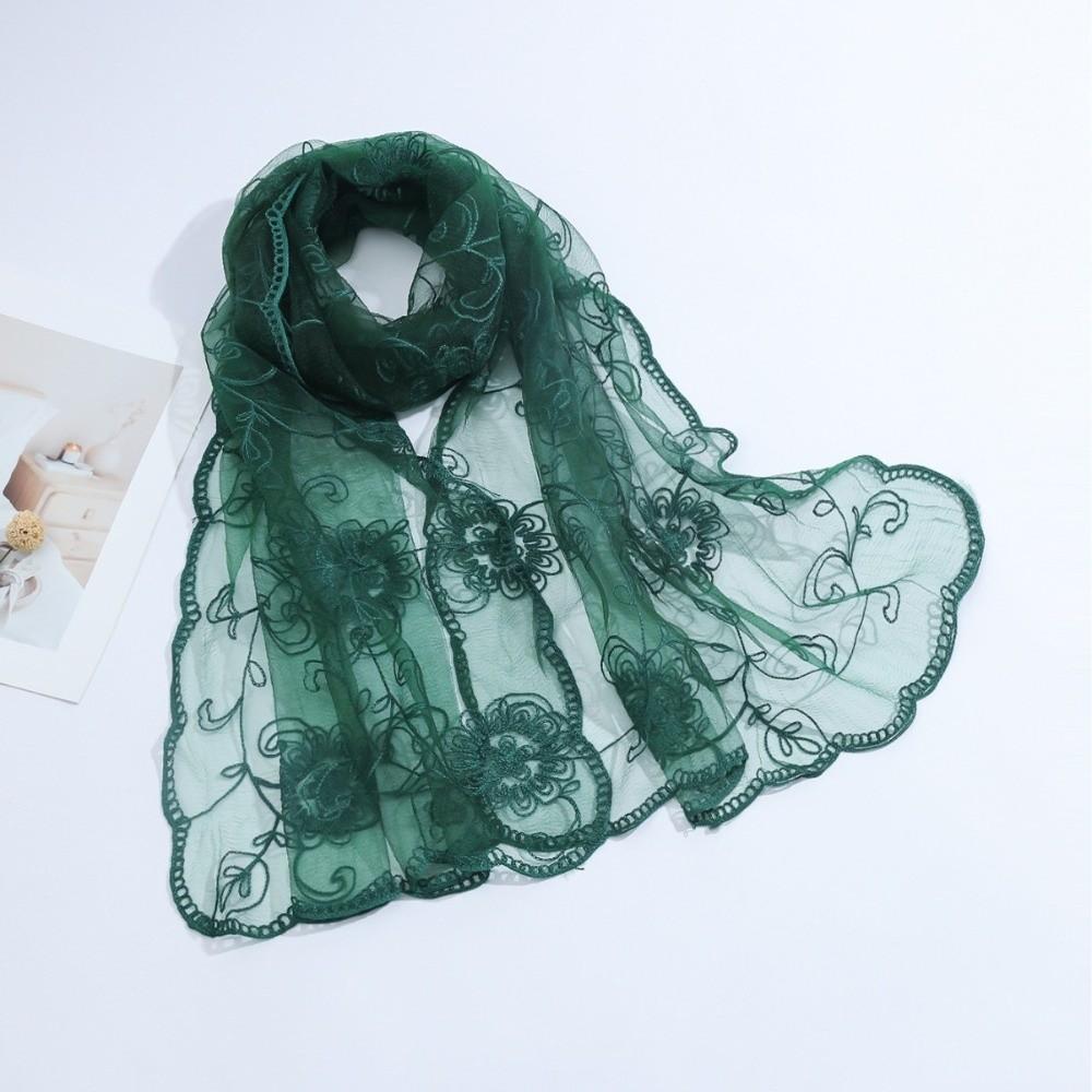 Flower Pattern Retro Scarf Elegant Embroidered Flower Scarf New Lace Scarf  Casual Wear