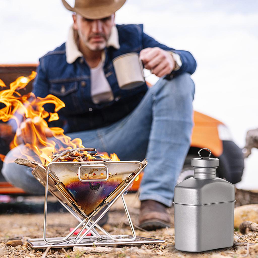 Lixada 1100ml Titanium Water Bottle Ultralight Kettle Drinking Bottle with Camouflage Bag Outdoor Cookware for