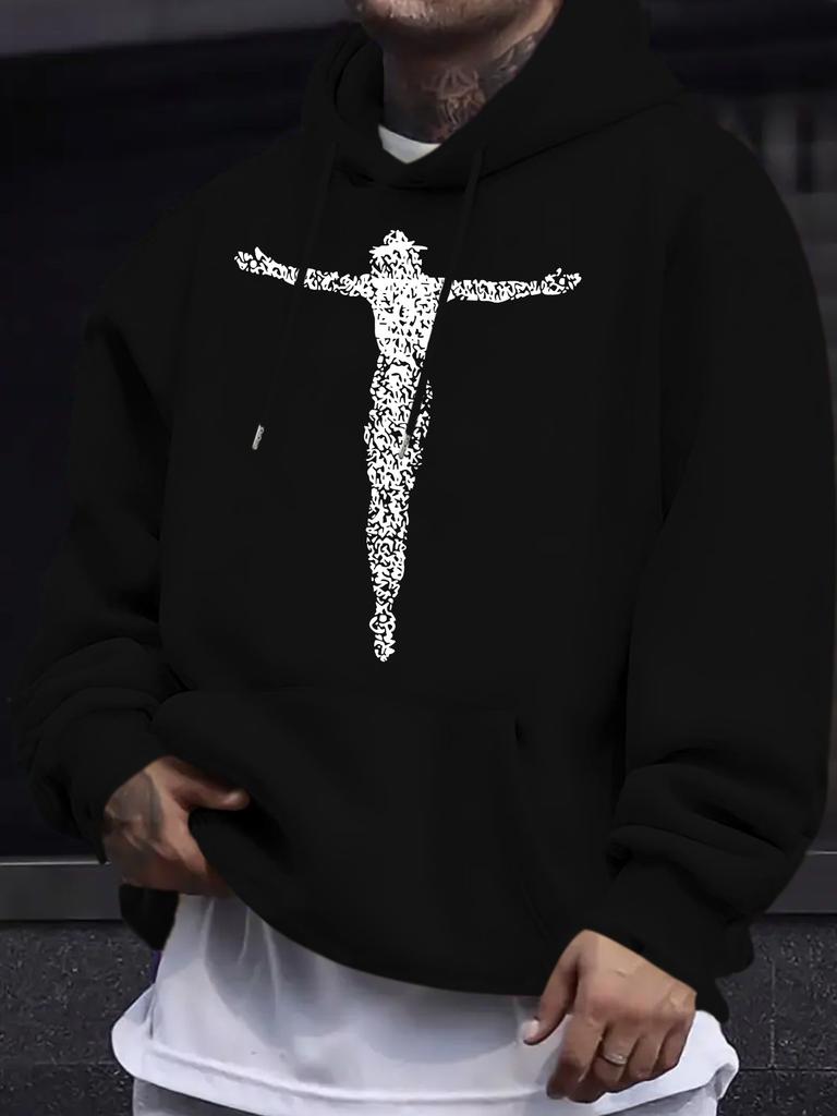 2025 unisex Casual Versatile Style Fashion Hoodie, Relaxed Print - Casual Pullover, Kangaroo Pocket, Stretchy Fabric, Machine Washable - Perfect Choic
