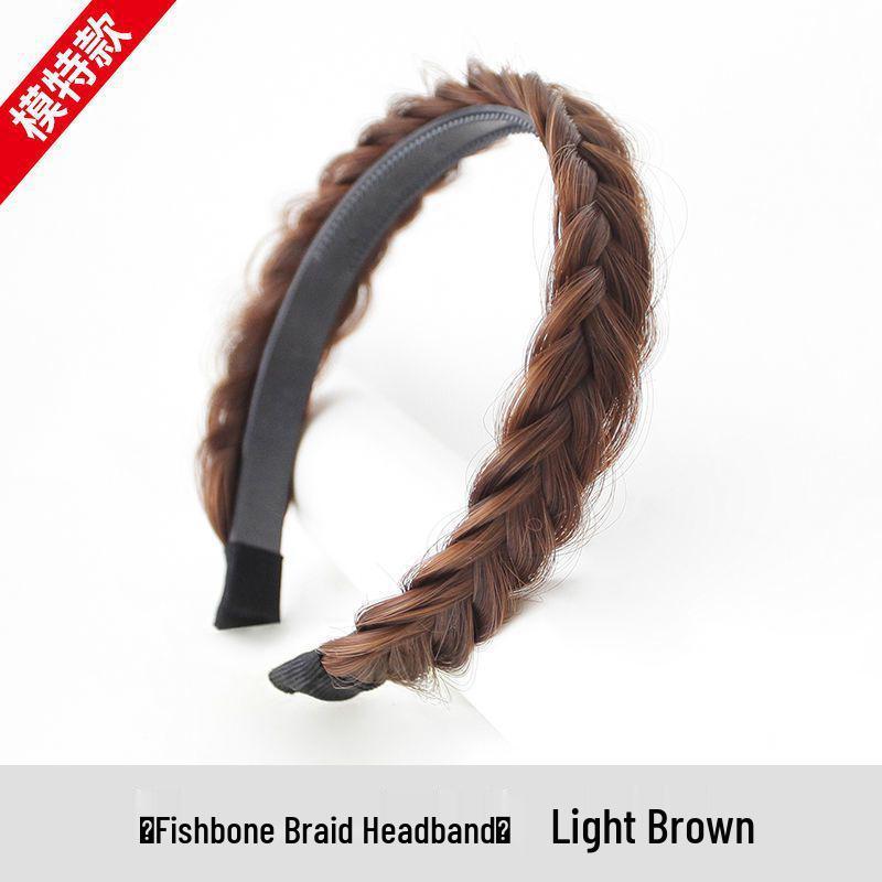 Non-slip Fishbone Braid Wig Headband: Women's Braided Hair Accessory with Teeth