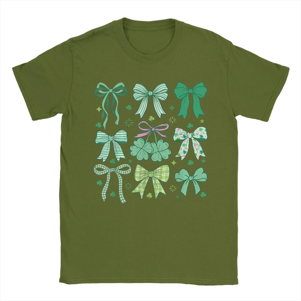 Harajuku T Shirt Cute Green Shamrock Bow Coquette Cotton T Shirts St Patricks Day Fashion Tee Shirt for Couple Beac Top Tees