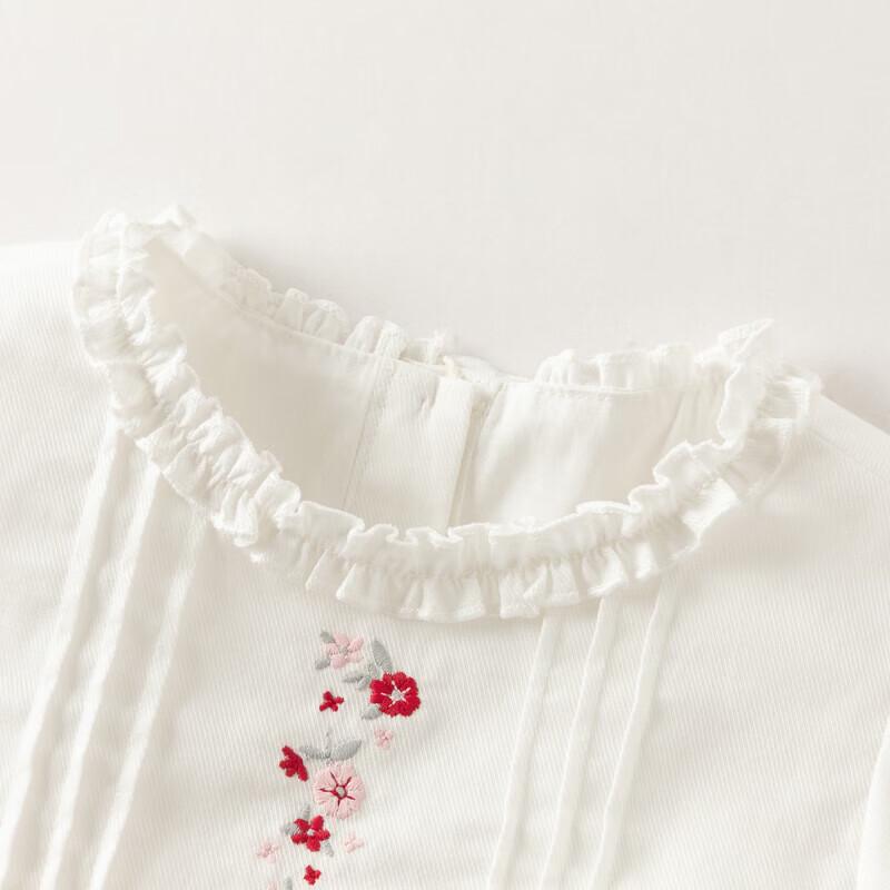 DAVE & BELLA Girls Embroidered Cotton Long-Sleeve Shirt