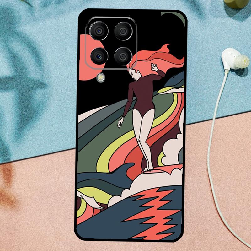 Surfboard Surfing Surf Girl For Samsung Galaxy M33 M35 M55 M15 M12 M13 M14 M34 M54 M53 M21 M31 M11 M32 M52 M06 M16 Case
