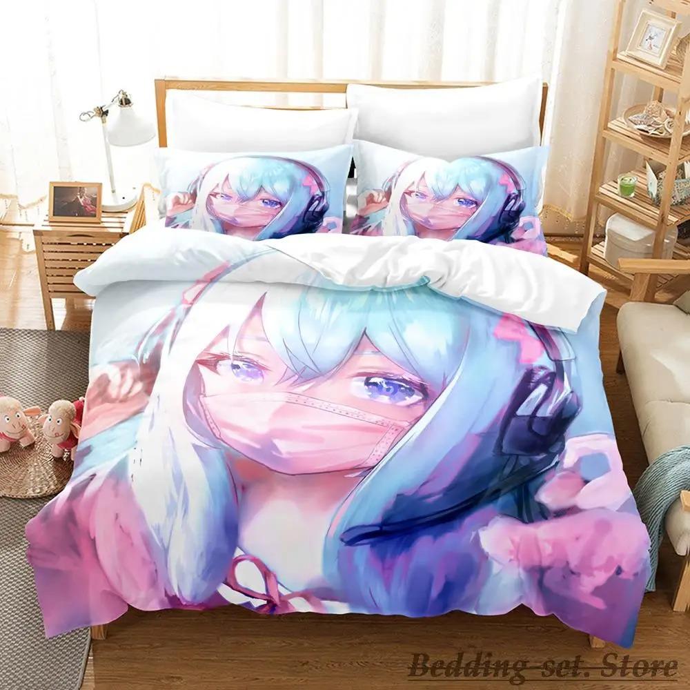 New Sagiri Izumi Bedding Set 3D Anime Cartoon Duvet Cover Kawaii Girls Adult Kid Bedroom 3 Piece Set