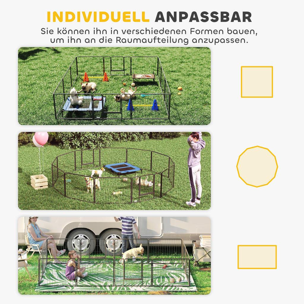 12 Panels Heavy Duty Puppy Playpen, for Small Dogs, Indoor and Outdoor Use - Silver