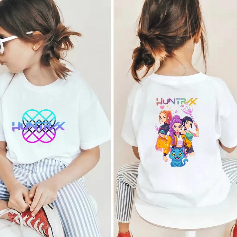 Kids T-Shirt Kpop Demon Hunter Graphic Tops Harajuku Korean Boys Girls Streetwear Short Sleeve Tees Children Clothing