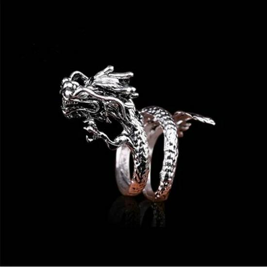 Personalized Retro Punk Animal Rings: Dragon & Eagle Claw Designs for Men