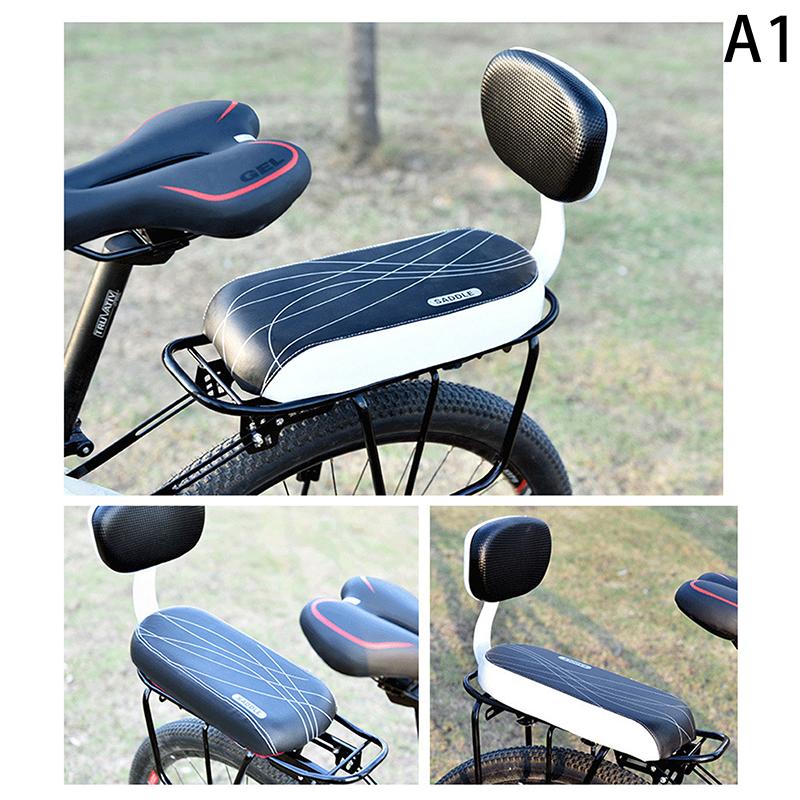 Bike Saddle Pad Bike Child Seat With Back Rest Bike Back Seat Bicycle Rear Rack Saddle Pu Leather Soft Cushion For Cycling Parts